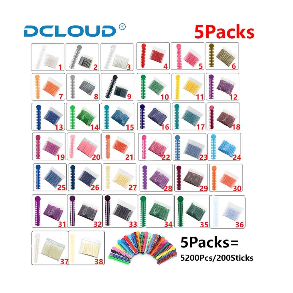 5 Packungen = 5200 Stück/200 Stäbchen Zahnkieferorthopädische elastische Ligaturbinder Gummibänder für Zahnspangen Zahnarztpflege Mundmaterial Grau – Detail 4