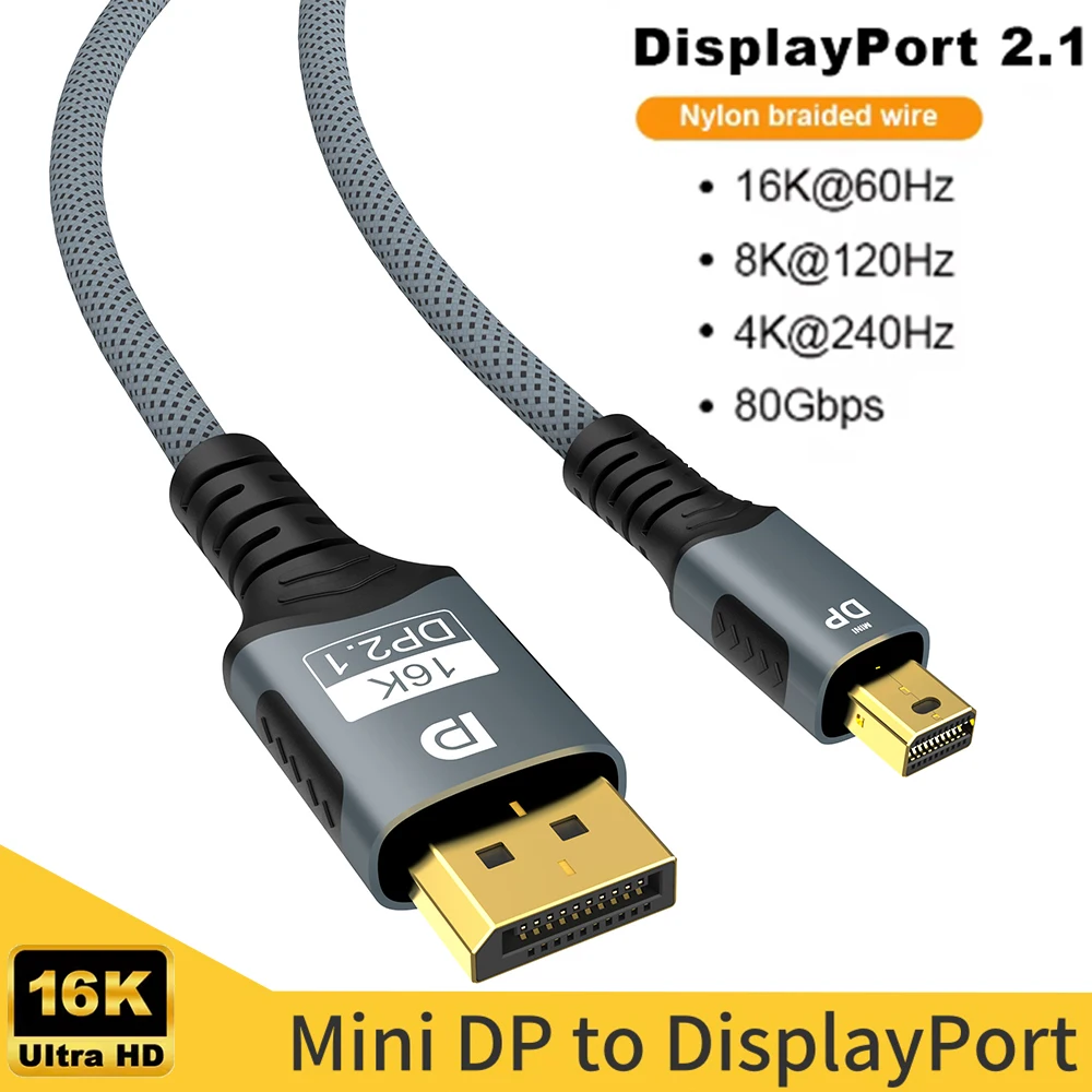 Mini DP zu DisplayPort 8K Kabel DP1.4 Bidirektionales Konvertierungs-Übertragungskabel 16K@60Hz 4K@144Hz für MacBook Air Projektor