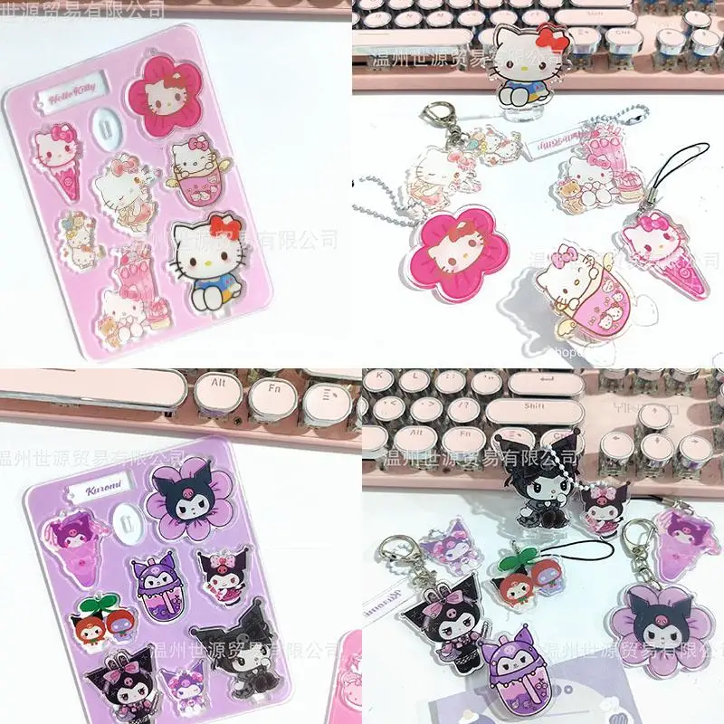 

Sanrio Hellokitty Mymelody Kuromi Purin Pochacco Cinnamoroll Full Page Pendant Standing Card Anime Peripheral Acrylic Keychain