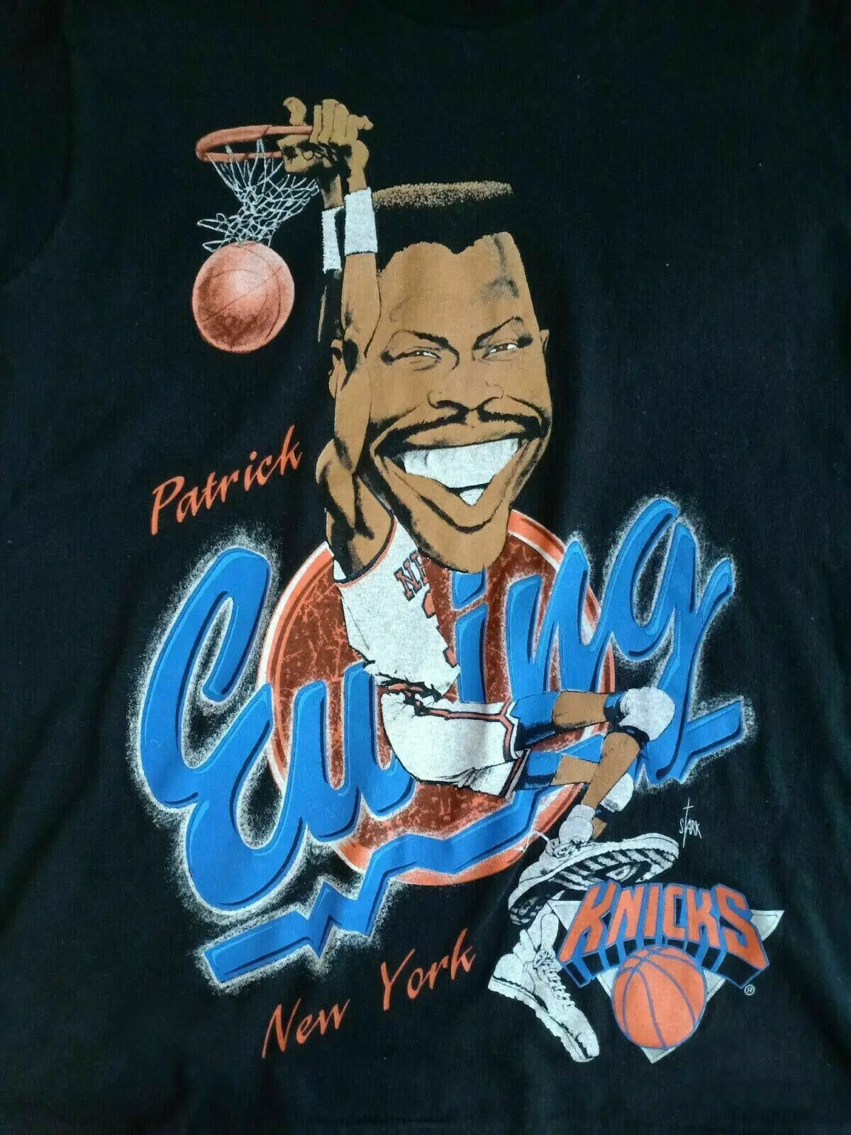 Patrick Ewing Basketball caricature T shirt Black All Size JJ3877