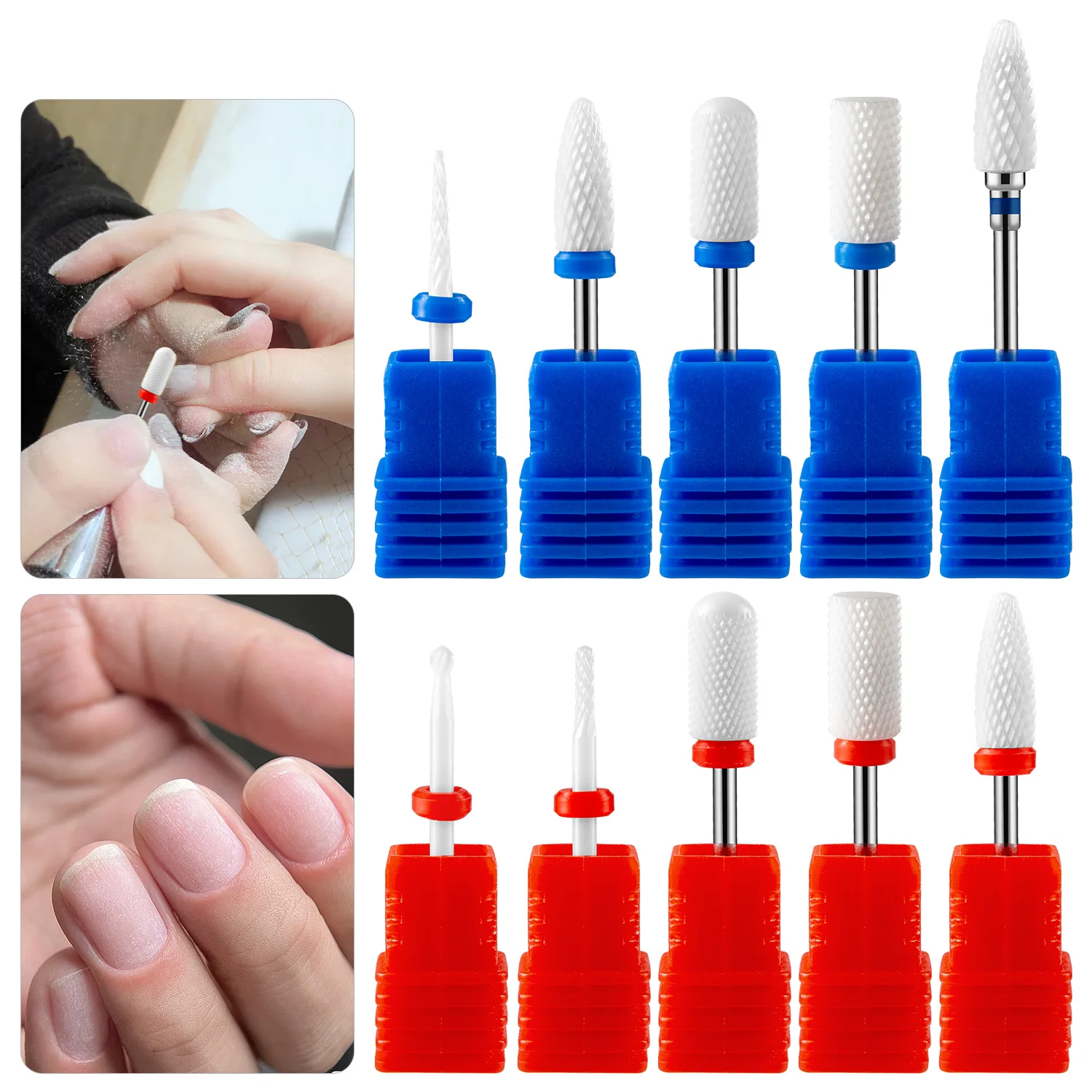 5PCS Ceramic Nail Drill Bits Electric Drill Machine Nail Milling Cutter Bits Nails Accessories Tools For Manicure Pedicure Tools