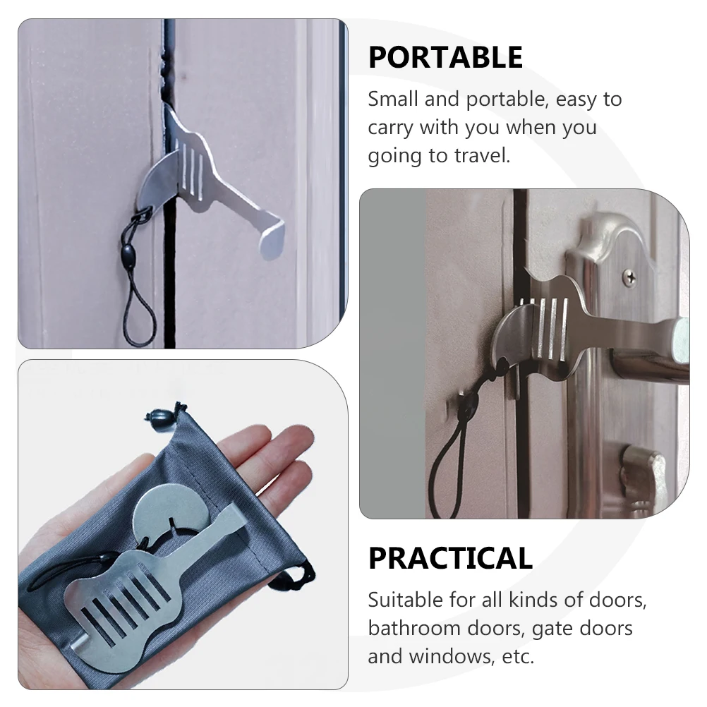 

Stainless Steel Door Stopper Blocking Latch Pocket Bolt Security Portable Travel Easy Use Mechanical Bathroom Lock Long Durable