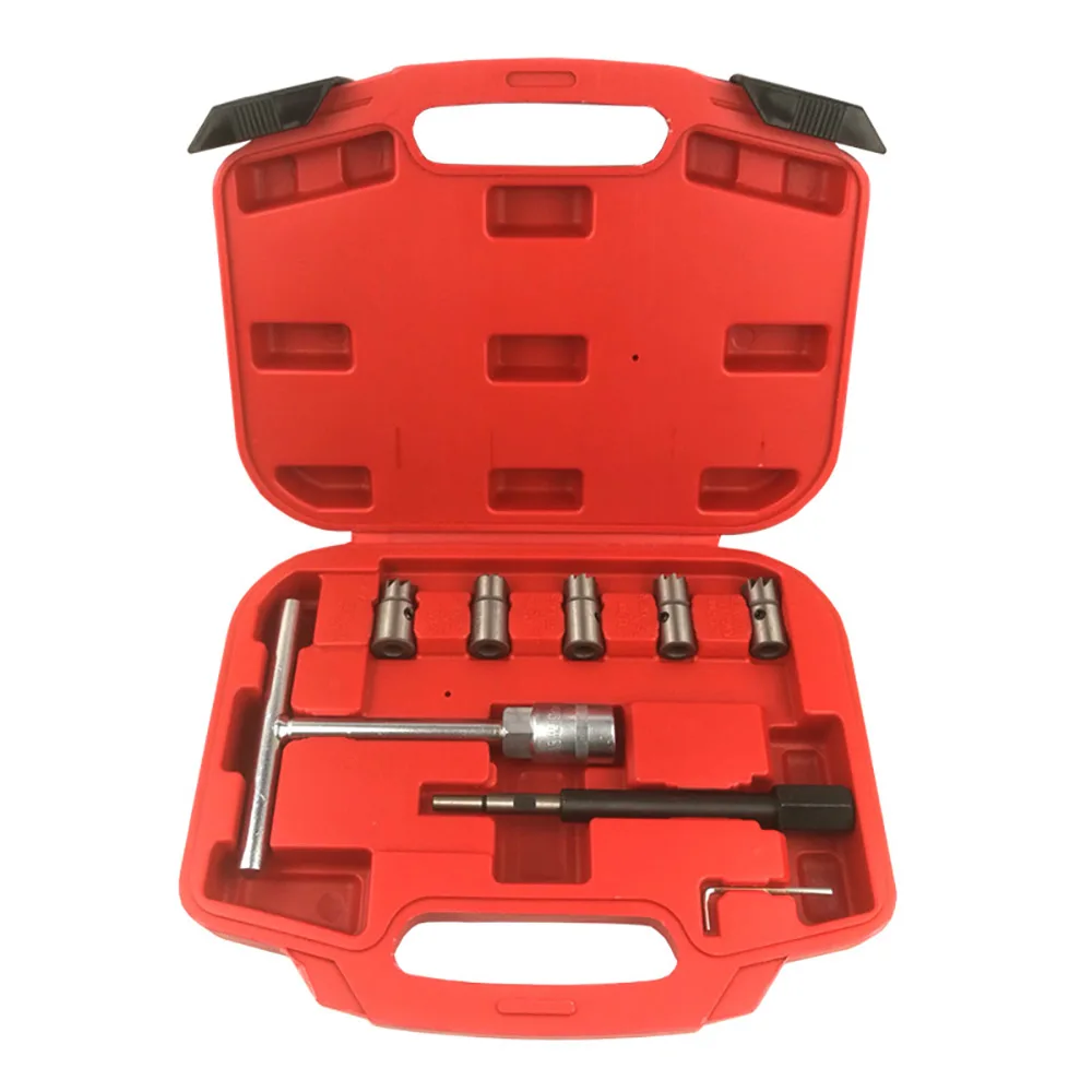 Universal Car Tool Kit Injector Remover 17Pcs Diesel Injector Seat & Cleaner Carbon Remover Seat Tools Cutter Milling Cutter Set