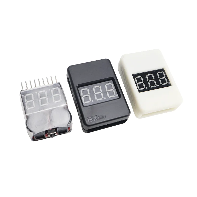Zumbador de pantalla de voltaje RC, alarma de bajo voltaje de batería BX100 1S-8S, probador de medidor, Monitor de batería Lipo para Dron de coche RC, 2 uds.
