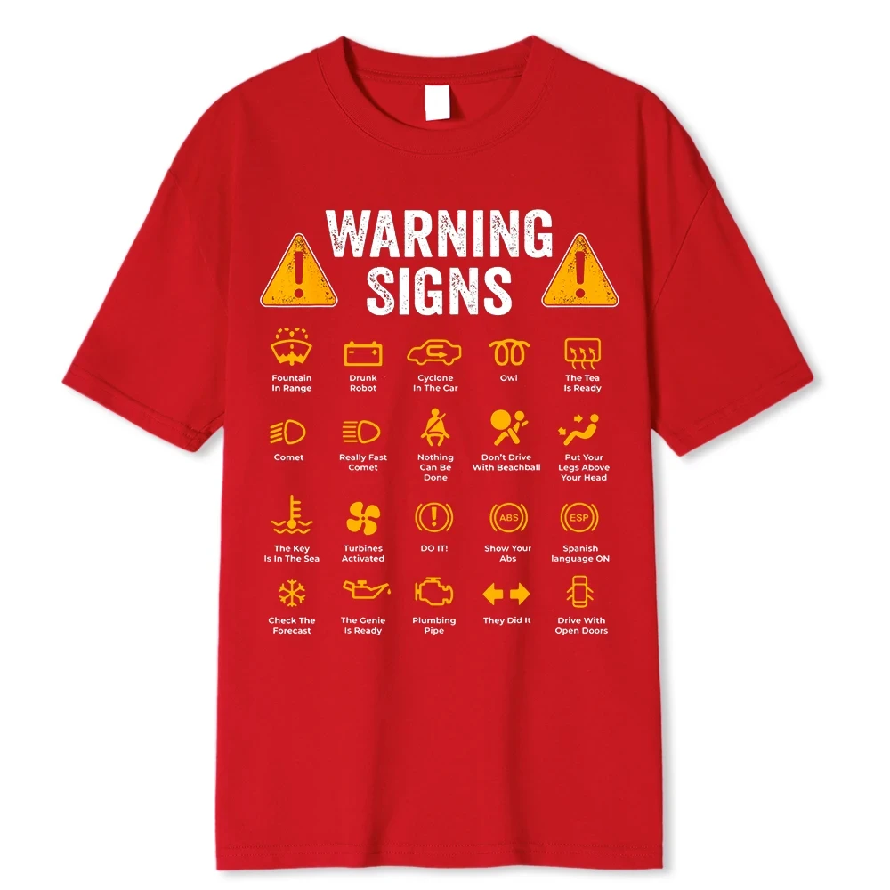 Funny Driving Warning Signs 101 Auto Mechanic Gift Driver T-Shirt Oversized Casual T Shirt Cotton Mens Tops Tees Cotton 64081