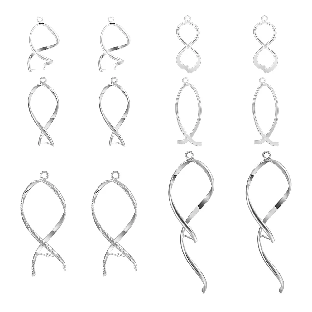 

Pandahall 24Pcs 6 Style Platinum Color Spiral Brass Ice Pick Pinch Bails Pendant Clips Clasp Hook Jewelry Findings Accessories