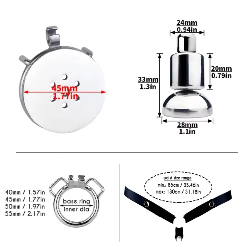 Urethral Inverted Negative Male Chastity Lock Flat Cock Cage with Detachable Realistic Dildo BDSM Adult Game Sex Toys for Men - view 2