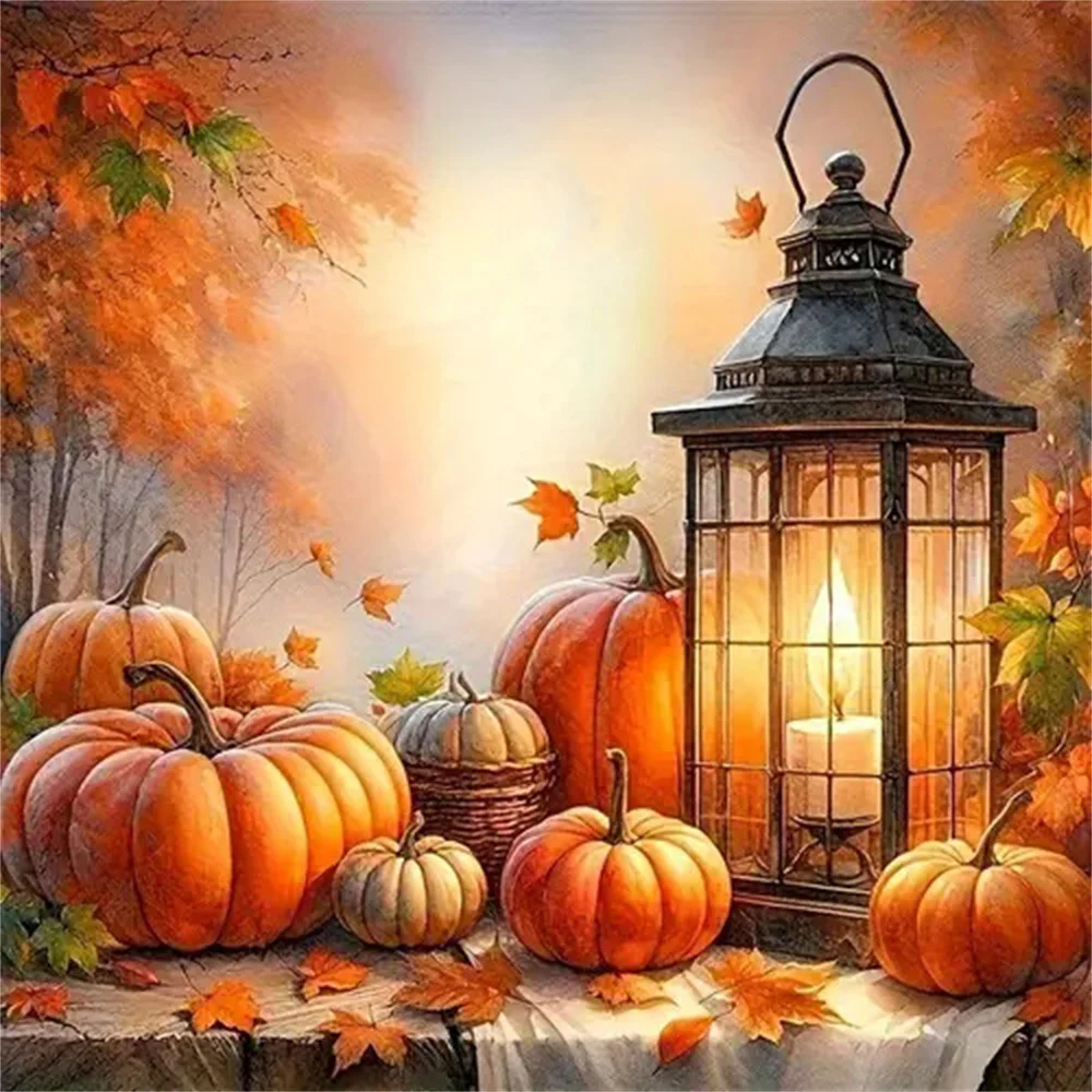 5D DIY Diamond Painting Pumpkin Full Square Round Mosaic Lig