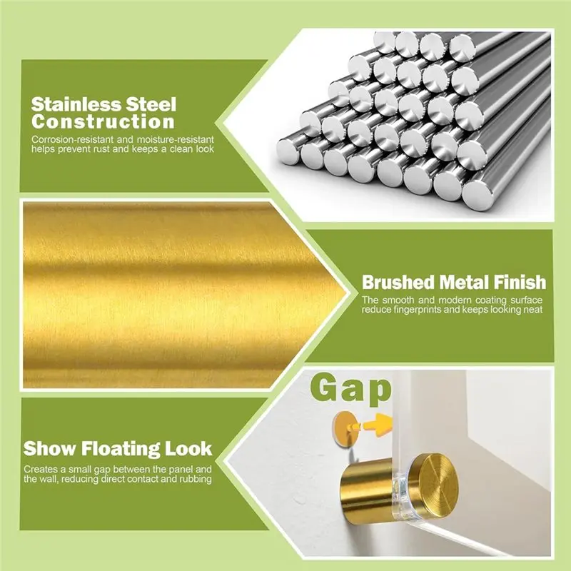 Eco Friendly 19X25mm Gold Sign Standoff Screws, 24 Pcs