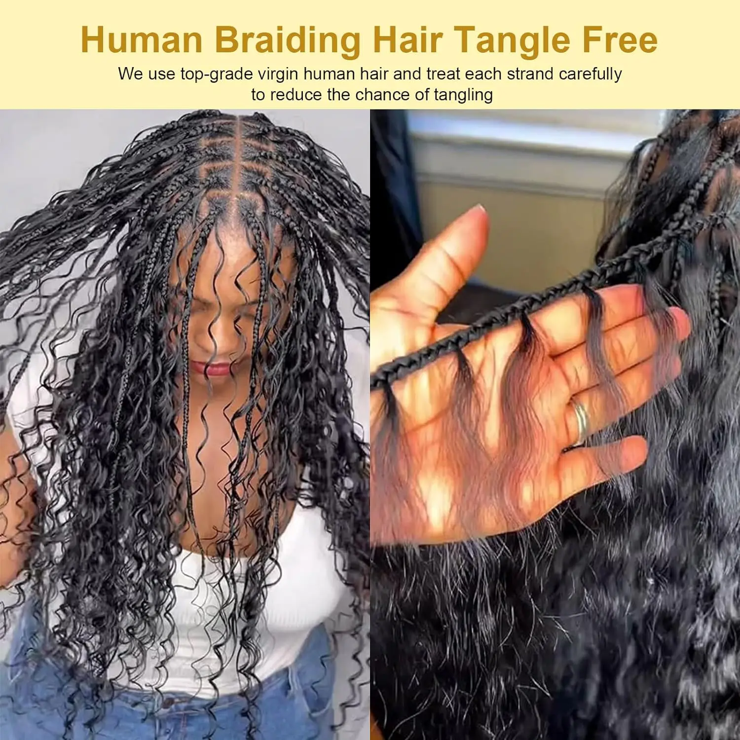 Human Braiding Hair for Boho Braids 2 Bundles 100g  Water Wave Human Hair Braiding Hair 12A Brazilian Virgin No Weft Hair