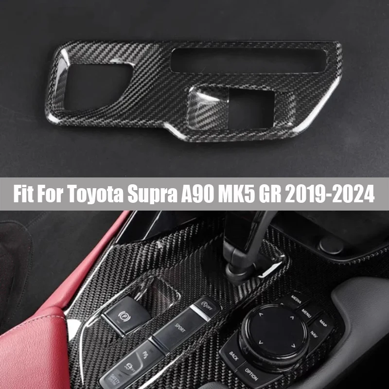 Real Carbon Fiber Shift Panel Fit for Toyota Supra A90 MK5 GR 2019 - 2024 Modification Car Gear Panel Car Interior Trims Parts