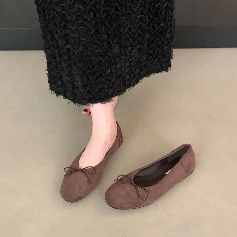 Neue modische Ballerinas mit Schmetterlingsknoten für Damen, flache Schuhe, lässige Ballerinas mit runder Spitze, flache, weiche Damen-Slipper. – Detail 3