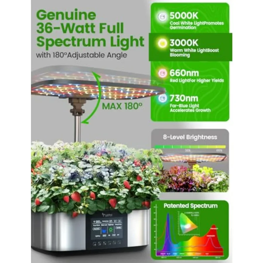 Hydroponics System with LED light Ultimate 21-Pod WiFi APP Auto-Drip Black ABS Indoor