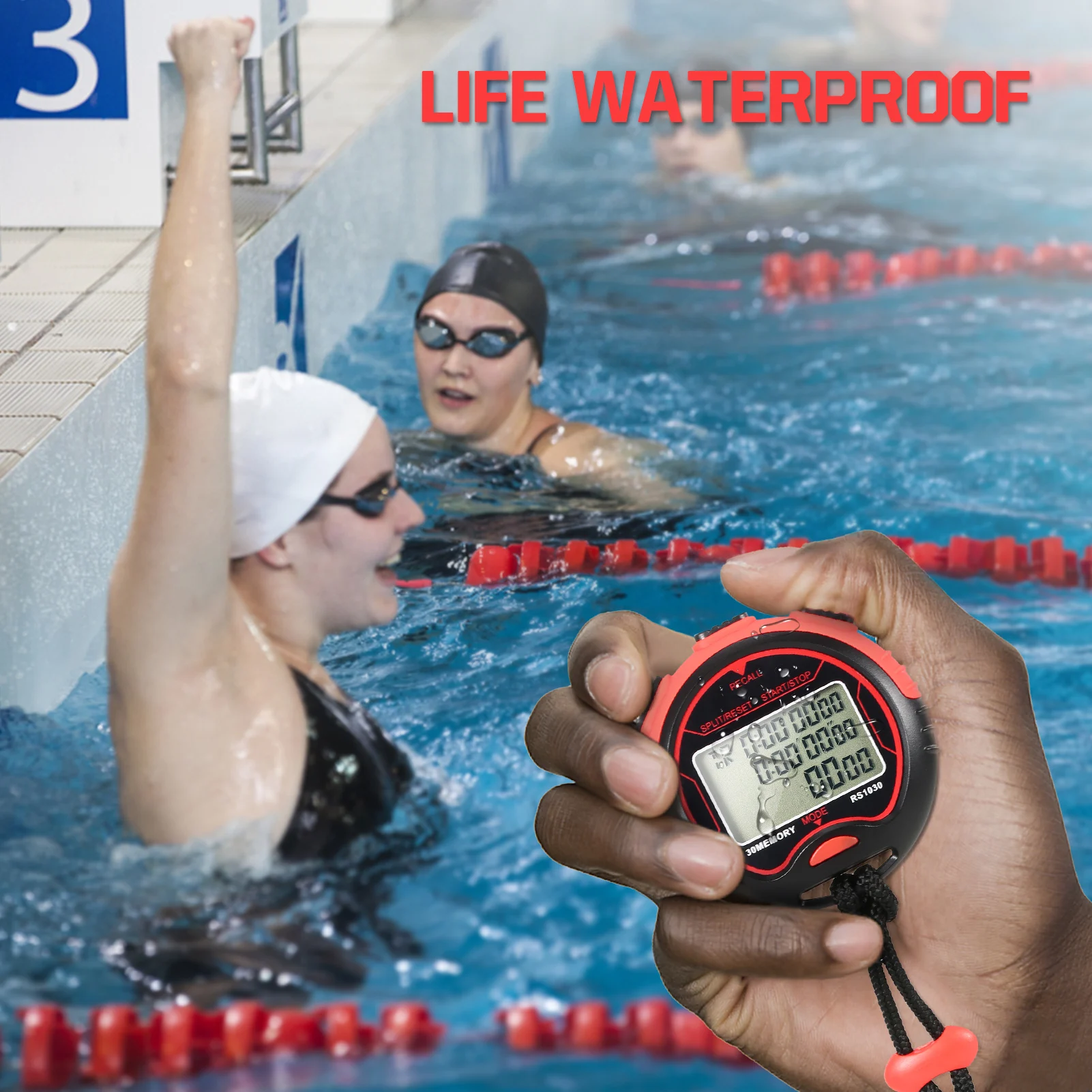 Professional Digital Stopwatch Timer Waterproof Digital Handheld LCD Timer Chronograph Sports Counter for Swim Football Training