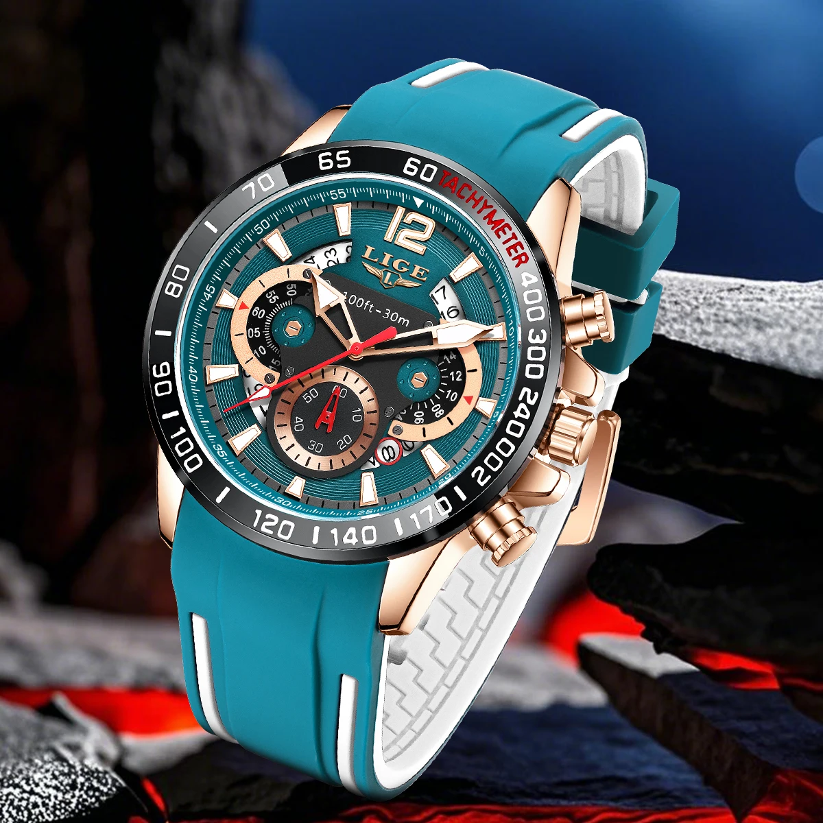 

LIGE Fashion Luxury Quartz Man Watch Business Waterproof Luminous Simple Casual Sports Auto Date Silicone Watches for Men Gifts