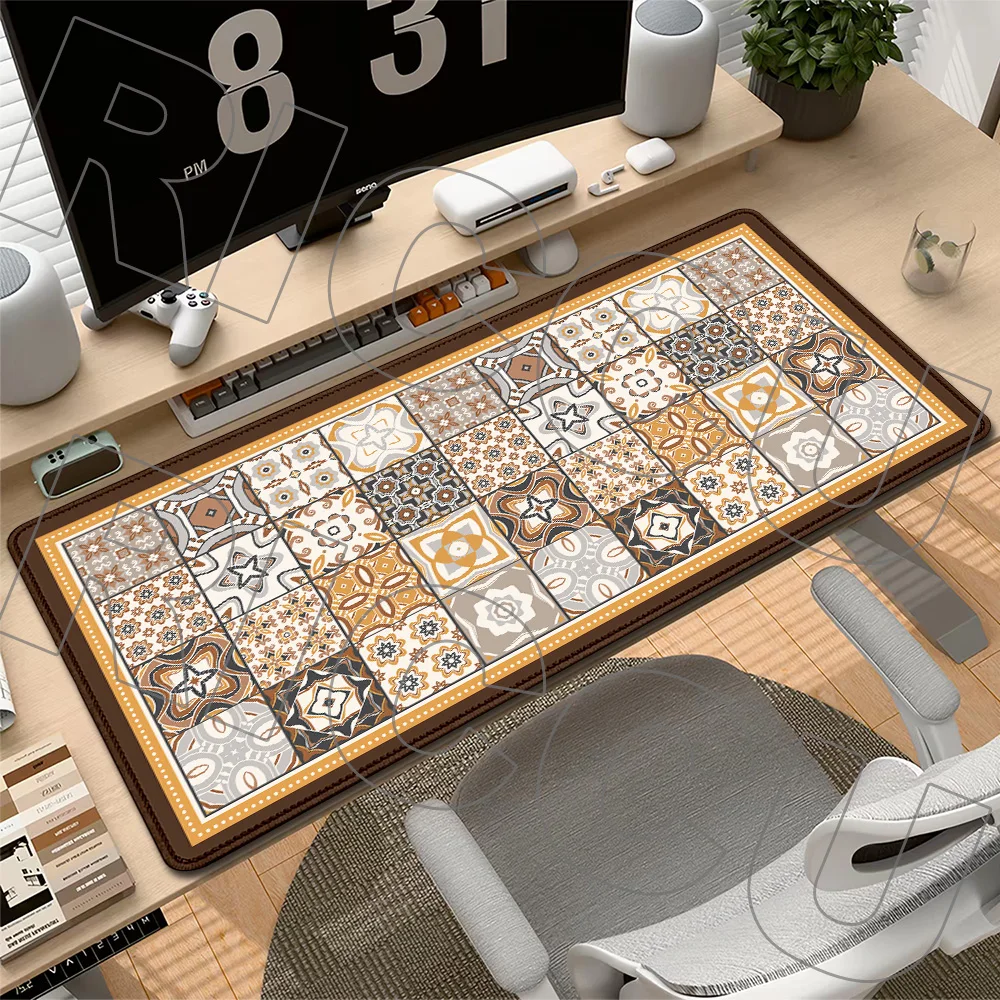 Alfombrilla de escritorio con impresión HD XXL, alfombrilla de ratón con diseño persa retro, alfombra grande para oficina, accesorio para ordenador, almohadilla protectora antideslizante