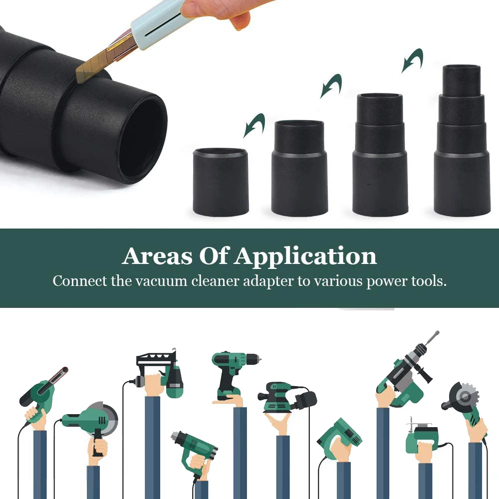 Universal Vacuum Cleaner Power Tool Adaptor, 8 PCS Vacuum Hose Adapter Reducer Hose for Dust Extraction Vacuum Cleaner