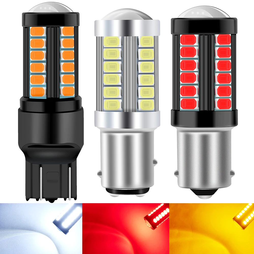 Phares antibrouillard pour voiture 12V, 2x1157 LED, P21/5W BAY15D PY21W BA15S P21W 33 SMD 5630 5730