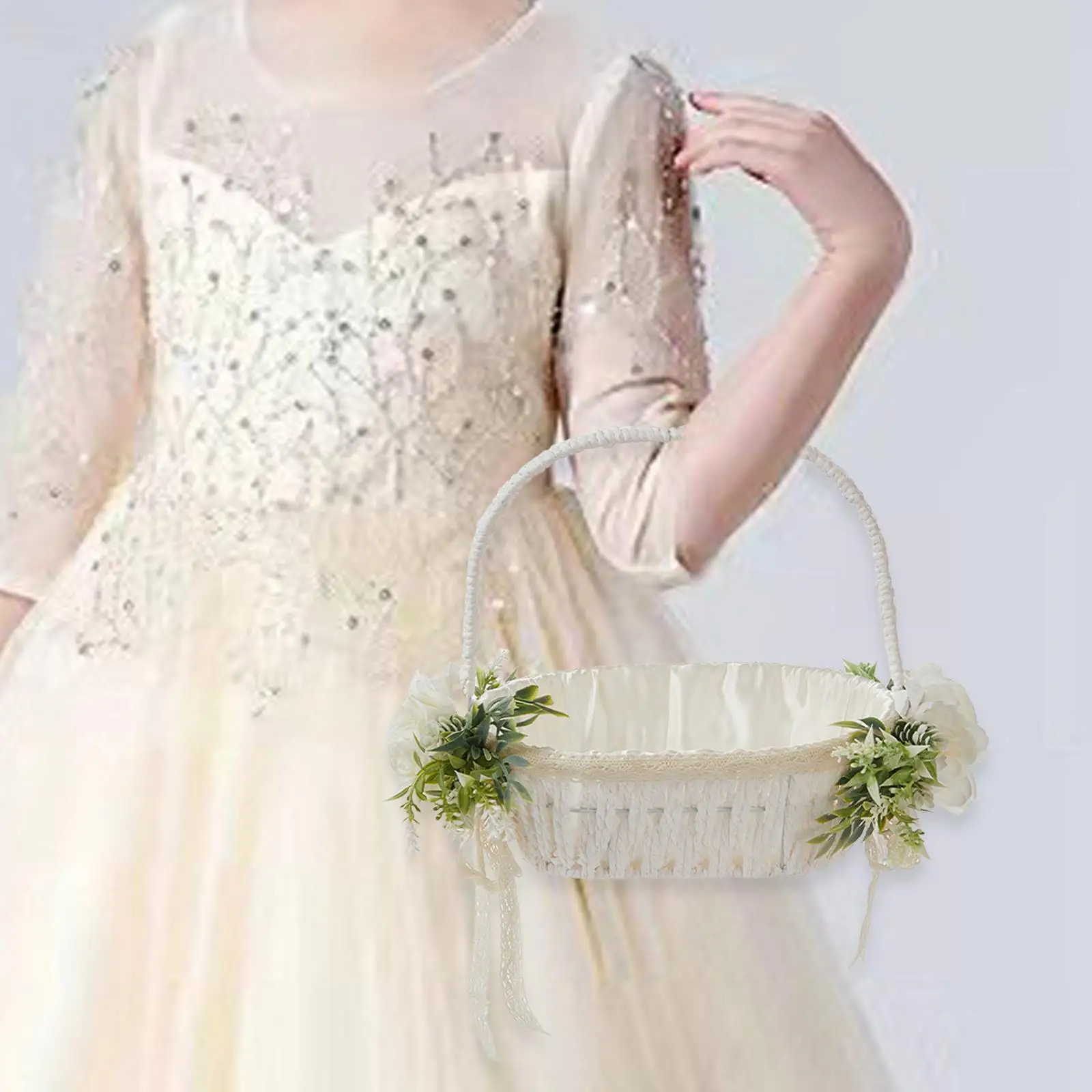 Wedding Basket Craft Hand Flower Girl Basket for Birthday Gift Anniversaries