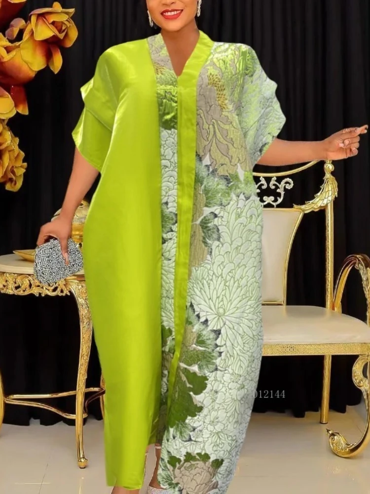 

Абая для женщин, Дубай, роскошное африканское платье Дашики для женщин, свободное платье макси с цветочной вышивкой и рукавами «летучая мышь»