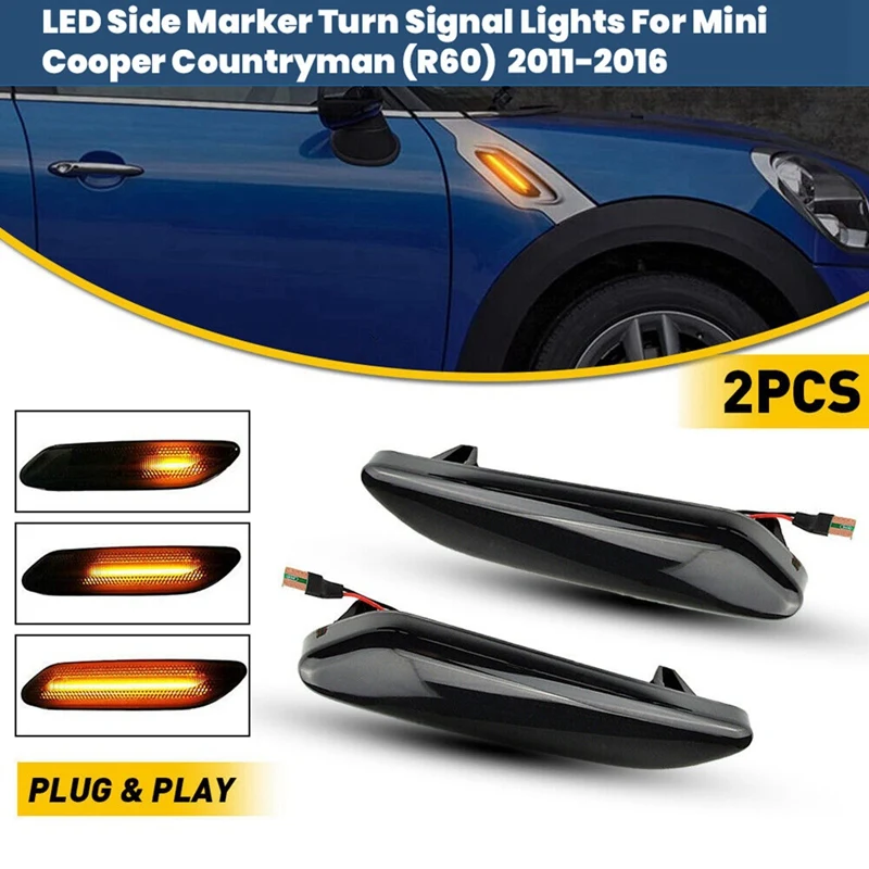 1Pair LED Side Fender Marker Light Turn Signal Lamps For Mini R61 Paceman R60 Countryman 10-17 63139802569 63139802570