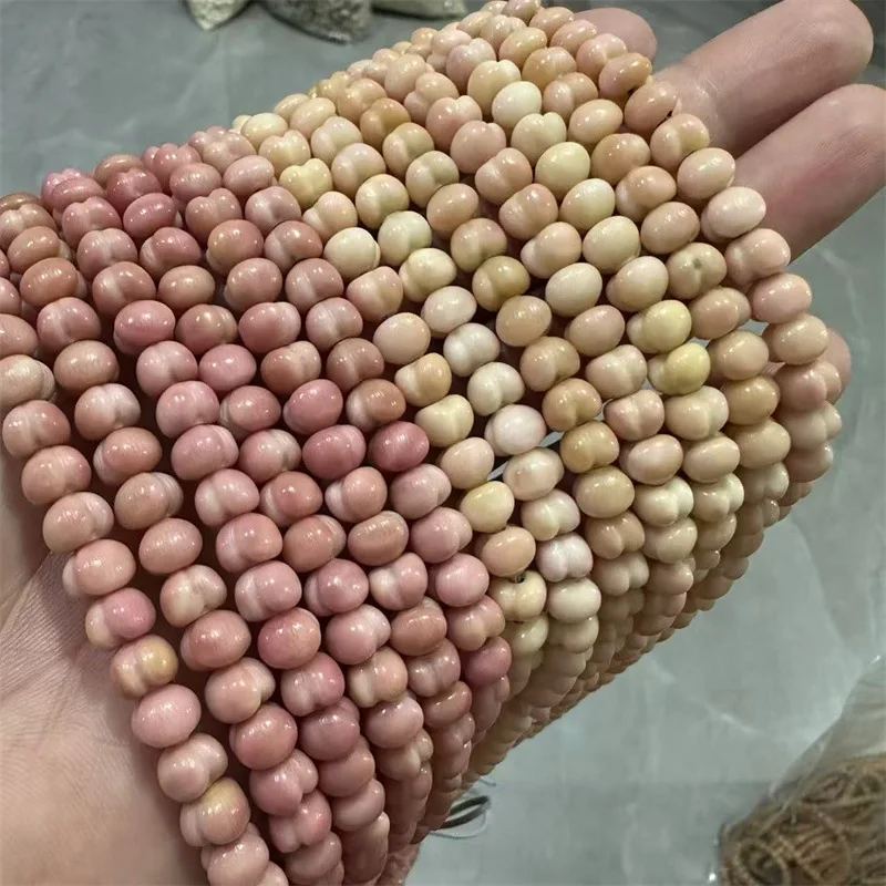 Pink Peach Ridge Bodhi Seed Heart-Shaped Buddhist Prayer Beads Bracelet