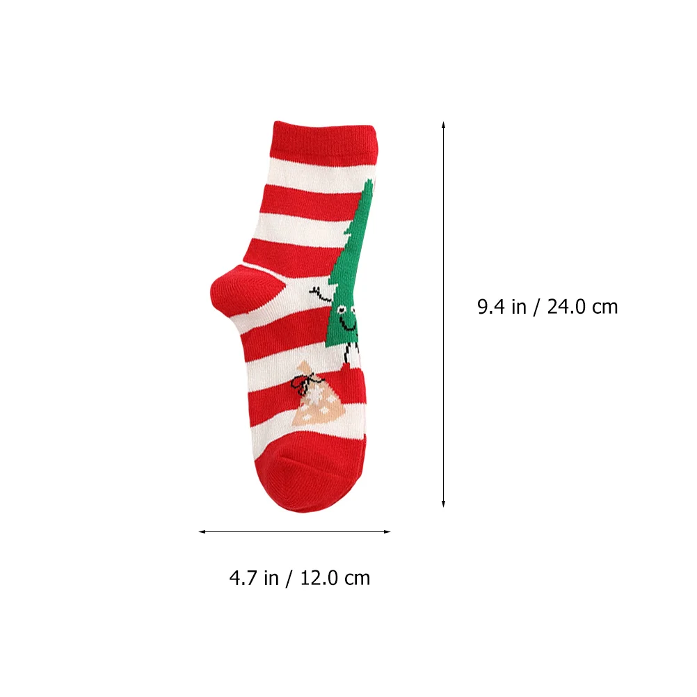 5 Pairs Santa Christmas Socks Kids Gifts Themed Merchandise Red Cotton Slippers