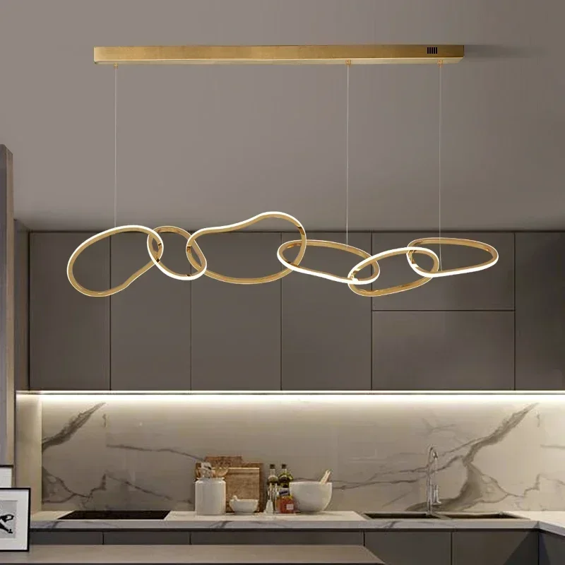 TechHPModern Rose Gold LED Chandeliers Ligthing Nordic Lustre Home Decor Circle Rings Chandelier Hanging Pendant Lights Fixtures