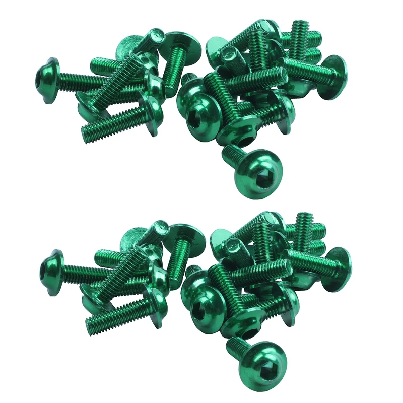 40 Pcs Green Aluminum Alloy Motorcycle Hexagonal Bolts Screws M6