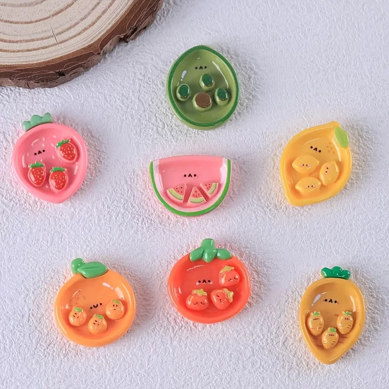 7-teiliges Mini-Cartoon-Obstteller-Set, Kühlschrankmagnete, Küchen- und Bürodekoration – Detail 3