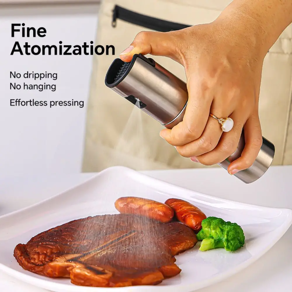 100ml Oil Spray Bottle Stainless Steel Multi-Purpose Olive Oil Sprayer Leak-Proof Adjustable Oil Control