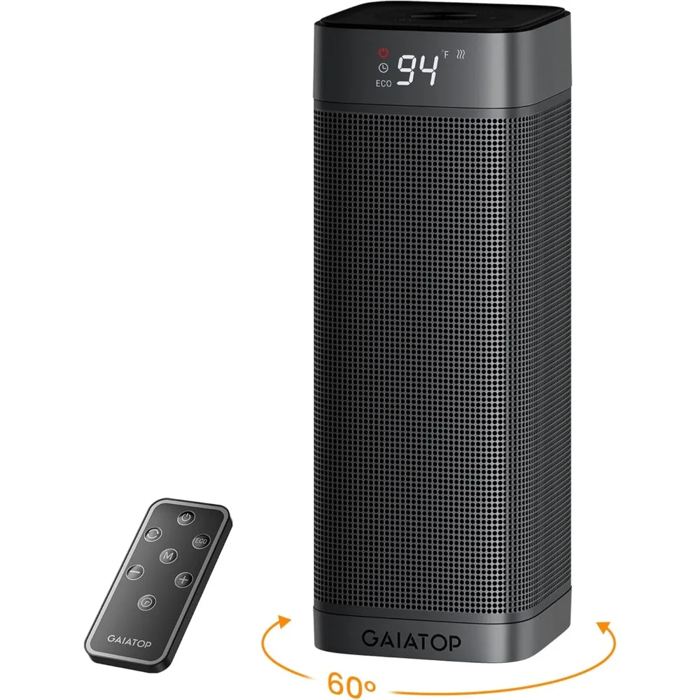 

Space Heaters for Indoor Use, 1500W Portable Electric Heater, Quiet PTC Ceramic Heat with Thermostat, 5 Modes, Remote