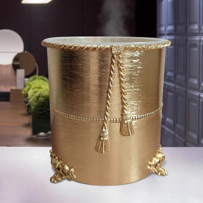 European-style Waste Bin Large Household Waste Bin Luxury Vintage Storage Bin Circular Lixeira Banheiro Household Merchandises