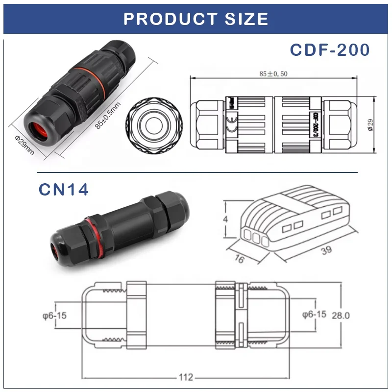 IP68 4mm² 32A 250V Quick Connect Terminal Outdoor Full Waterproof Connector 2 3 Core Lightning Grounding Pole Light Terminal