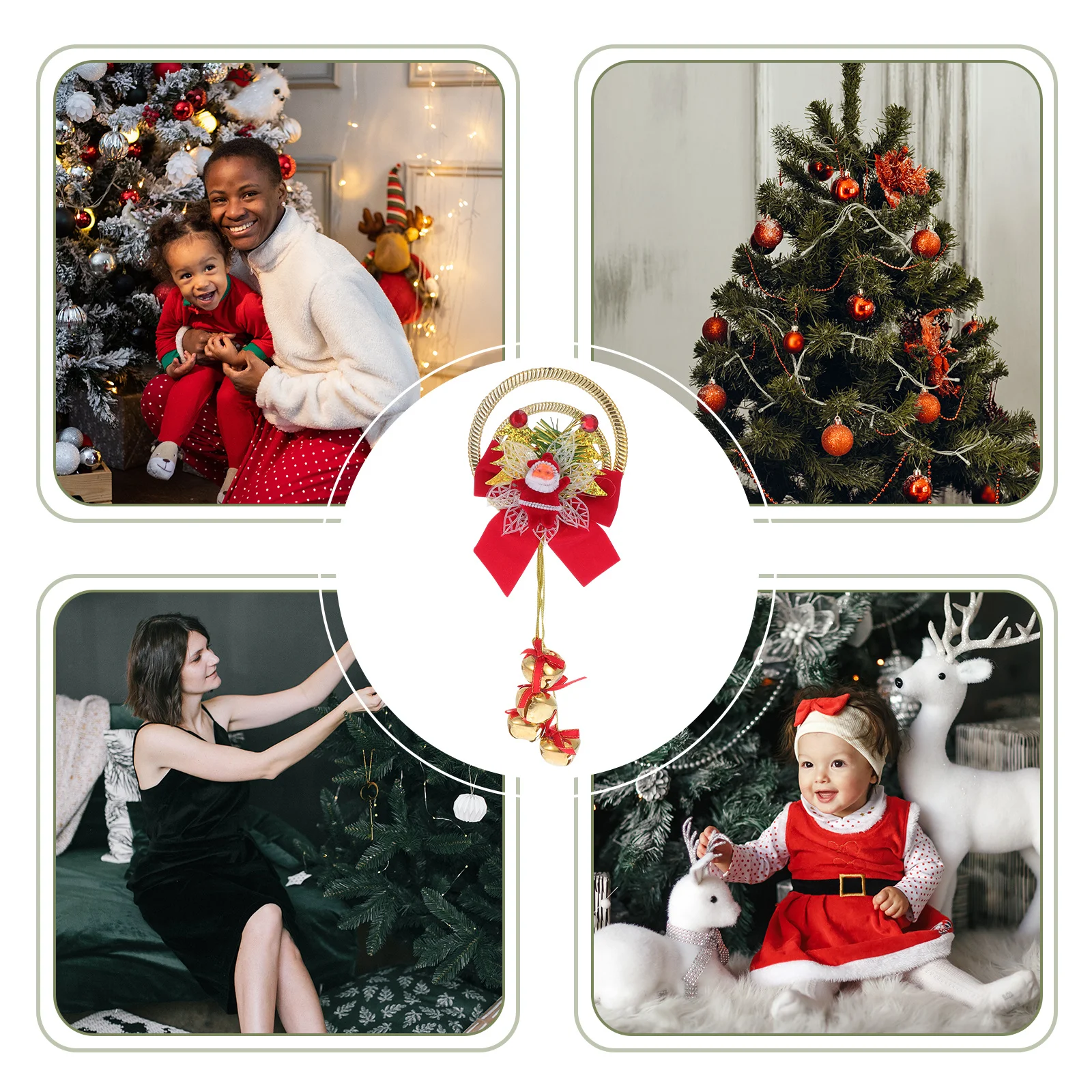 

2Pcs Xmas Hanging Ornaments Santa Claus Bell Pendants Assorted Color Sturdy Christmas Tree Decorations Creative Xmas Festival