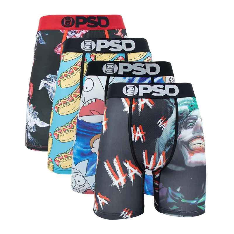 4Pcs Fashion Print Men Underwear Boxers Cueca Male Panties Lingerie Men Underpants Boxershorts Sexy S-XXL Men\'s Boxers Briefs