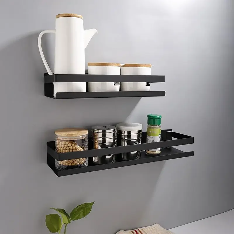 Modern Matte Bathroom Accessories 20-40cm Black Bathroom Corner Shelves Kitchen Wall Shelf Shower Shampoo Storage Rack Ecoco