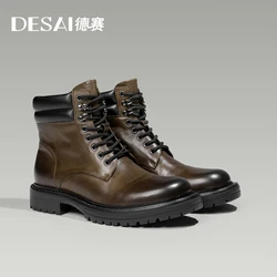 DESAI Men Boots Outdoor Shoes Style Formal Men Shoes Casual Designer Fashion Lace-up 2023 Winter