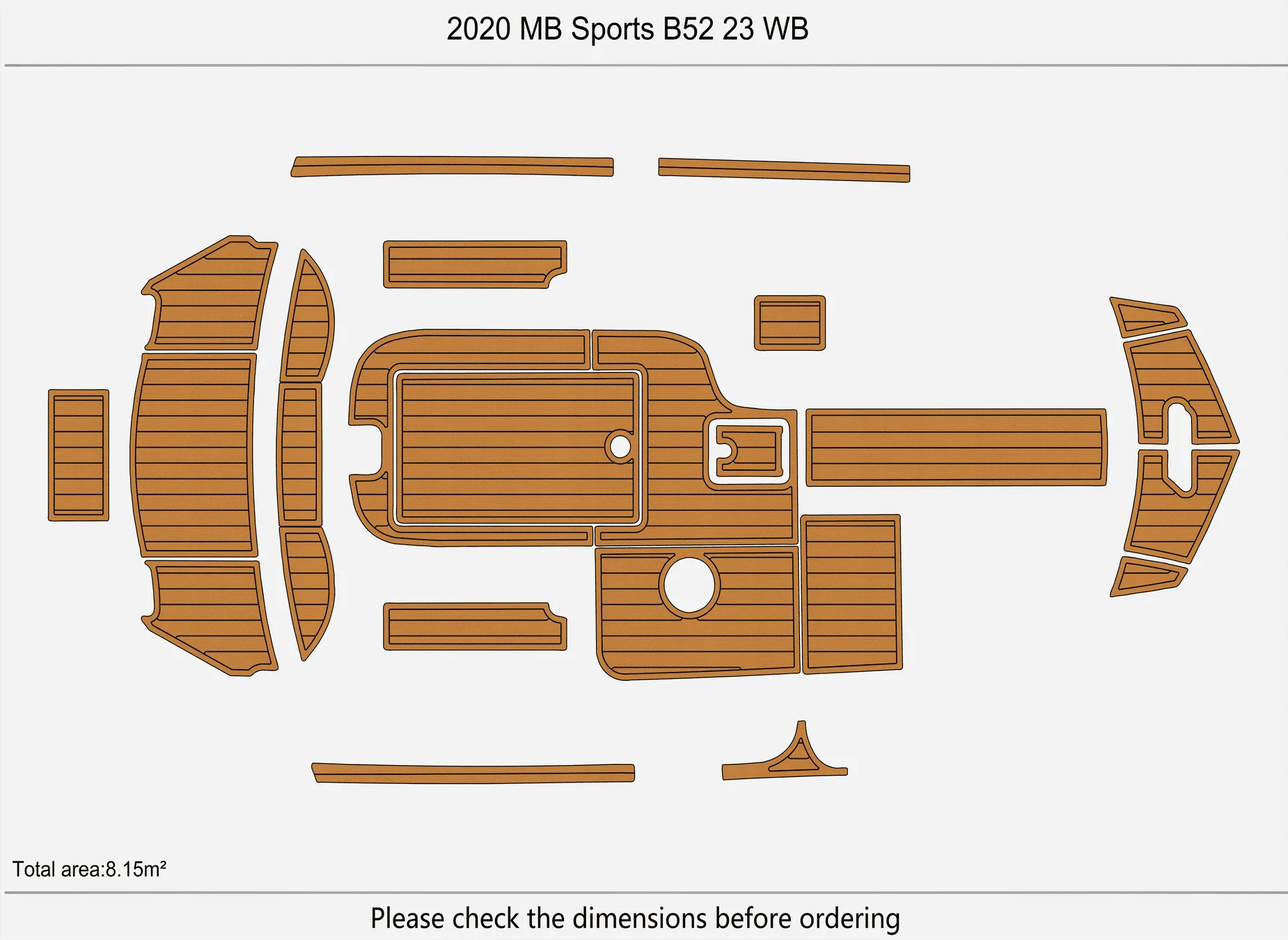 Anti-Skid EVA Faux Teak Self-Adhesive 6mm Boat Decking Pad for 2020 MB Sports B52 23 WB Yacht Cockpit Durable Marine Floor