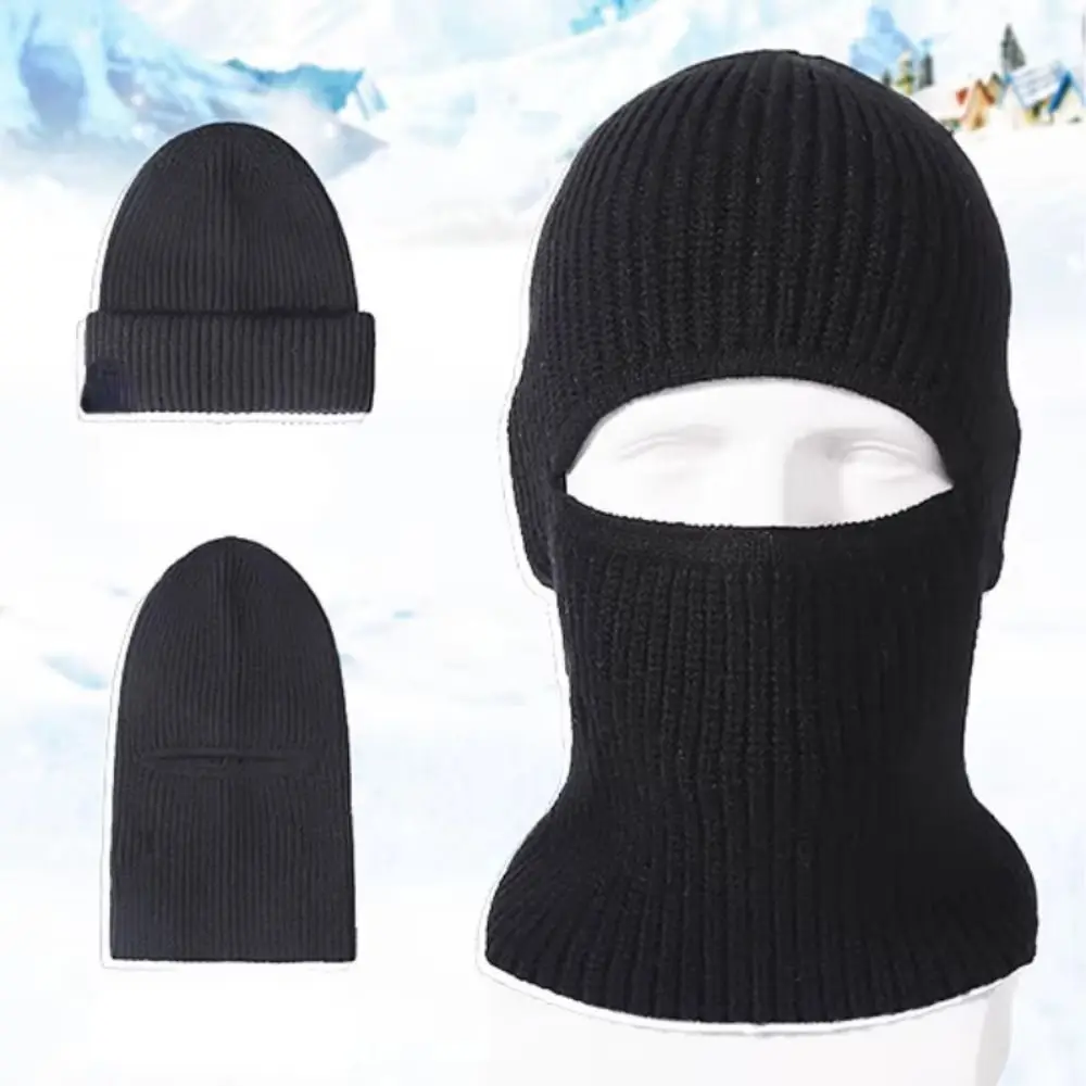 Full Face Ski 2 in1 Mask Knitted Hat Multifunctional Bonnet Warm Knitted Balaclava Hats Baotou Hat Windproof Cap