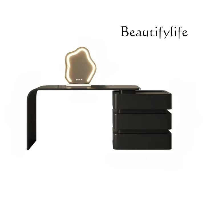 

Black dresser, chest, integrated Italian makeup table, retro style bedroom, high-grade solid wood at the end of the bed