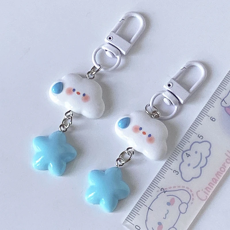 Porte-clés mignon nuage bleu étoile pour femme, porte-clés Kawaii, breloque pour sac à main, pendentif pour clé, accessoires pour voiture prédire