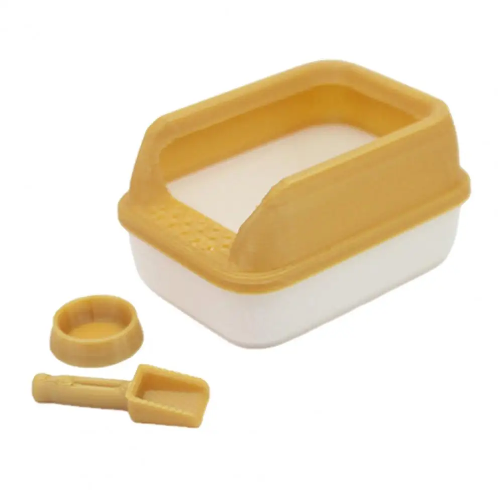 Pla Material Miniature Scene Mini Cat Litter Box Set for Doll Houses Handcrafted Food Bowl Tiny Scoop Miniature Scene Model Doll