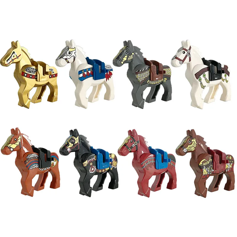 8 Mini Human Building Blocks Toy Three Kingdoms Hero Character War Horse Set Building Blocks Puzzle Assembly Toy Children\'s Gift