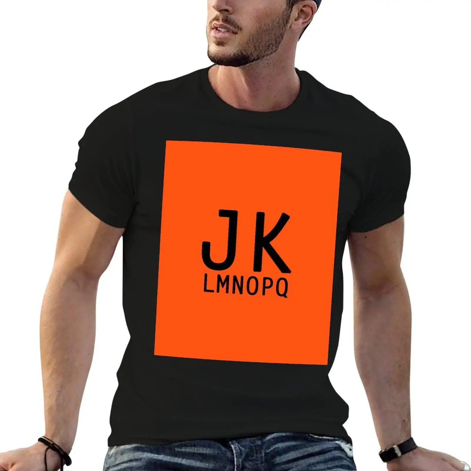 JKLMNOPQ Typography T-Shirt plus sizes oversized graphic tee custom t shirt mens fashion