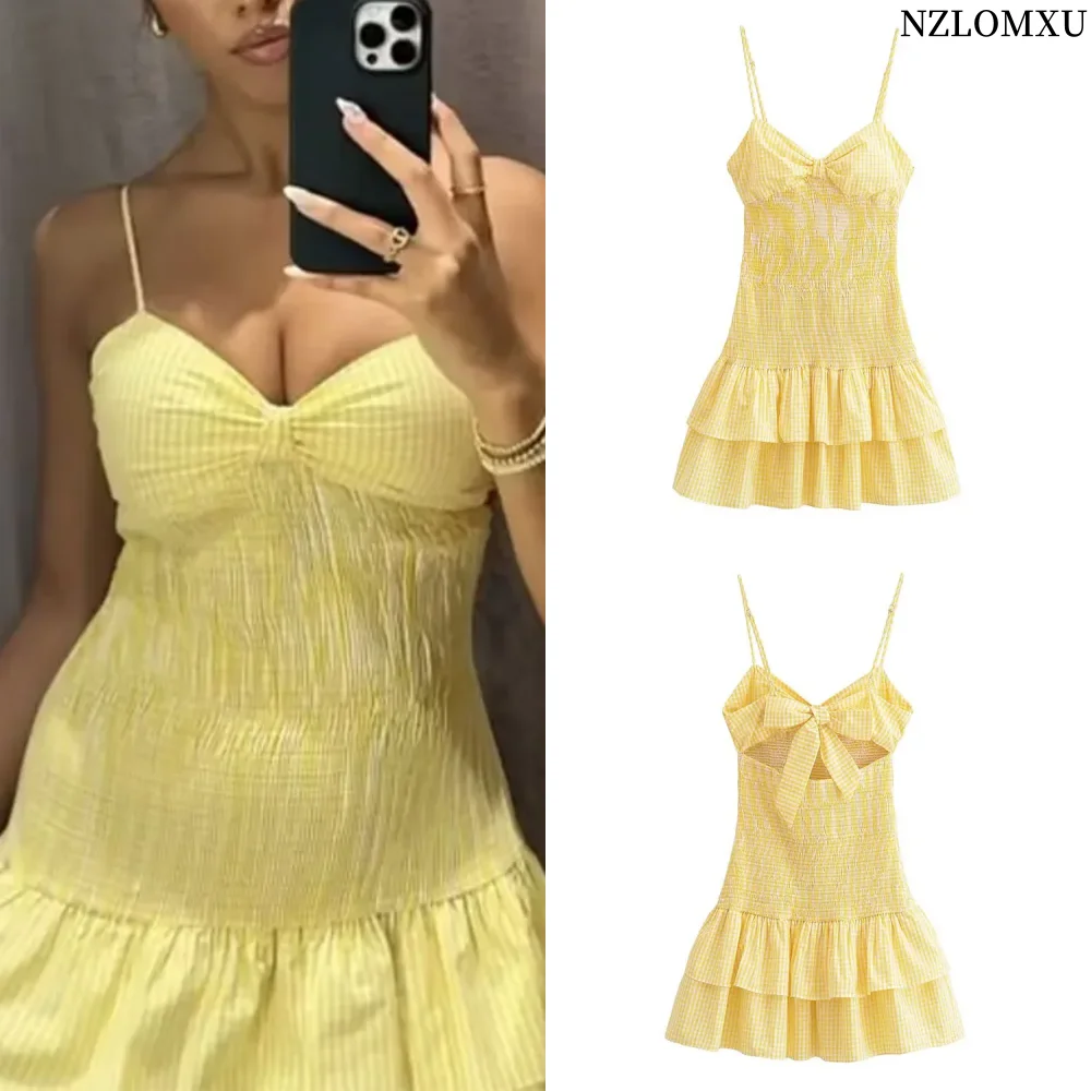 2024 verão novo design fino ajuste verão sem alças super mini vestido curto senhora menina em camadas vestidos de festa