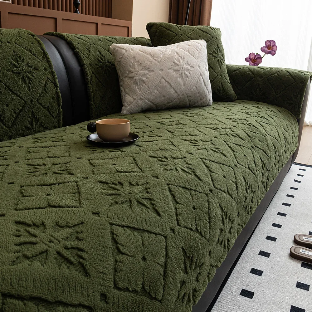Sofabezug, Heimdekoration, Plüsch, Sofabezug für Winter, Sofa, Sitz, Schonbezüge, einfarbig, Jacquard, Housse, Canape, baumelnde Kissen – Detail 7