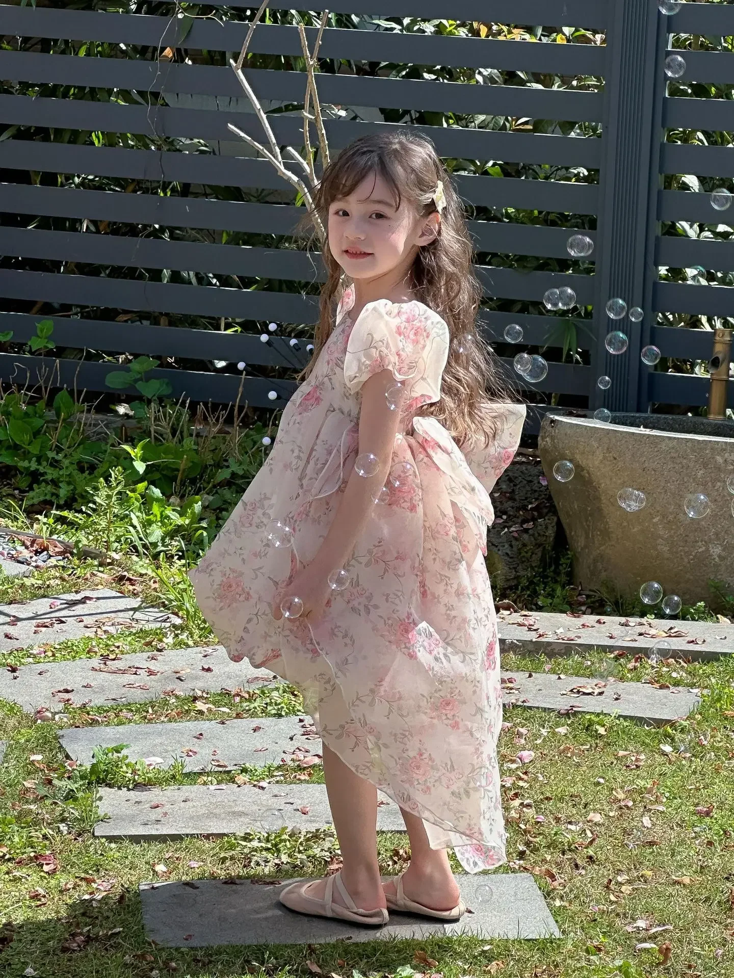 

Летнее платье принцессы с цветочным принтом и бантом для девочек, платье для дня рождения, платья принцессы, платье для девочек, детское платье 2025