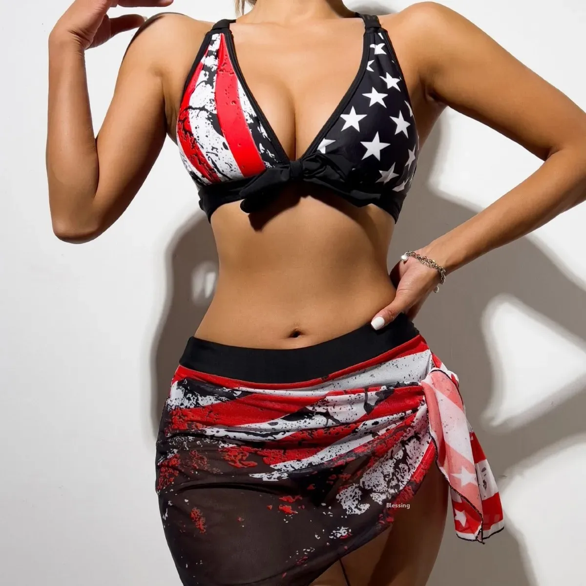 

New Sexy Backless Bikini Swimsuit Women's Fashion Print Vacation Two-Piece Swimsuit Trendy Tankini Split Design Beachwear
