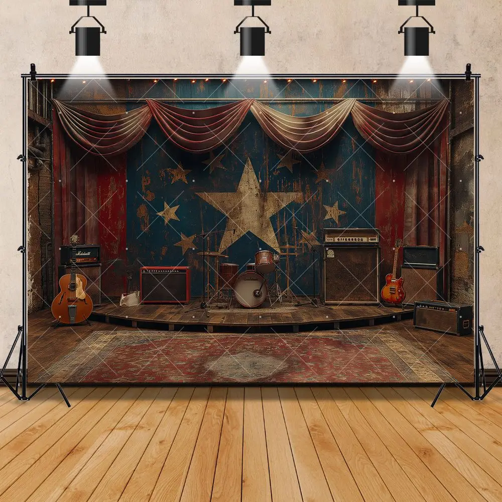 Rock Stars Retro Cafe Bar Dining Room Birthday Party Backdrop Custom Kid Room Poster Decoration Photography Studio Background